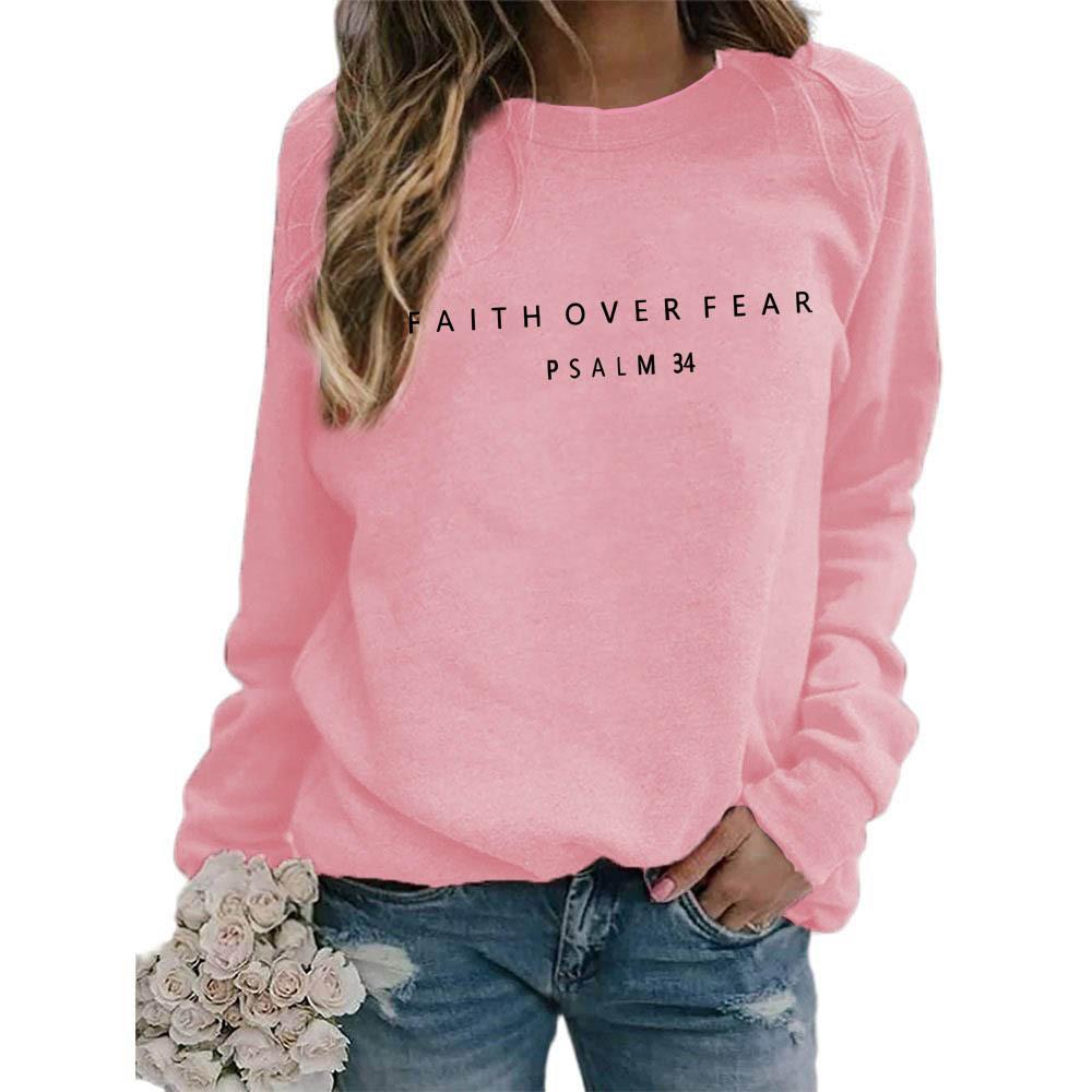 Women's Crew Neck Long Sleeve Loose Fit Sweatshirt Casual Letter Graphic Pullover