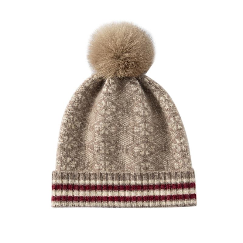 Autumn and Winter Cashmere Hat Women's Hairball Hat Children's Knitted Fashion Warm and Cold Ear Protection Hat Cold Hat Autumn and Winter