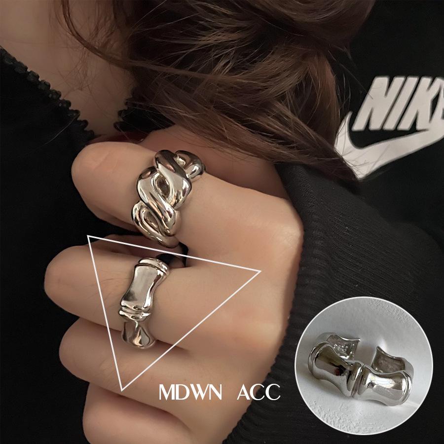 Korean S925 Silver-Plated Three-Layer Retro Hip-Hop Stacking Ring for Women