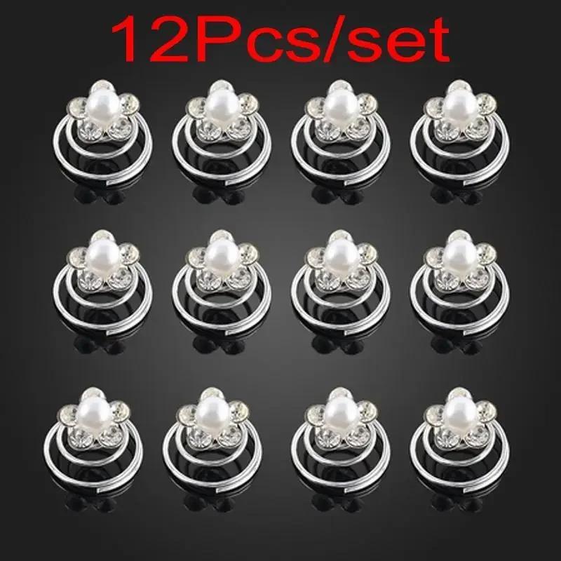 

12 шт. Женская мода Жемчуг Свадебные Свадебные Заколки для Волос Завитки Спирали Цветок Спираль Заколки Ювелирные Аксессуары для Женщин Подарки A