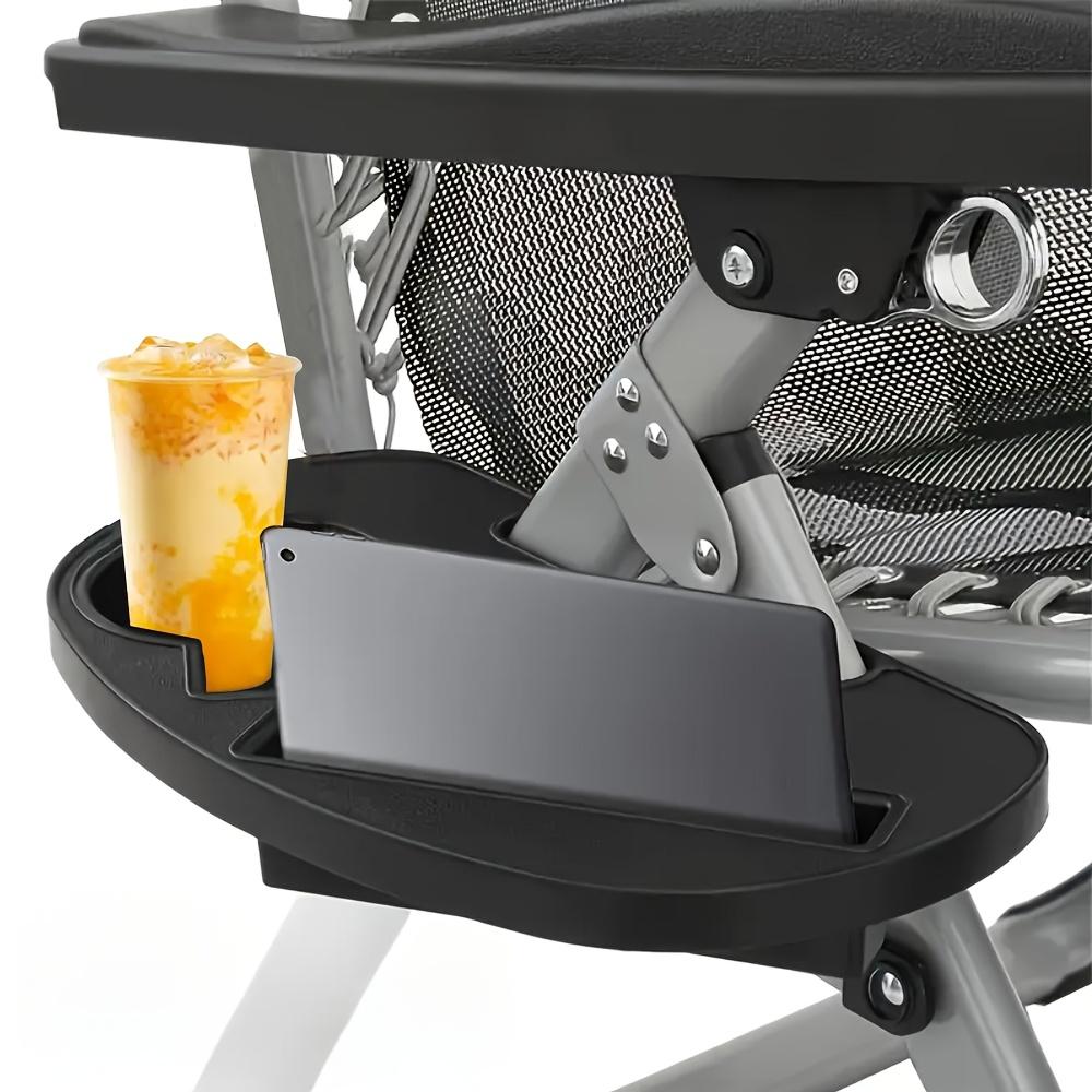 

[Подстаканник для кресла с нулевой гравитацией] 1 шт. Сверхпрочный подстаканник для кресла с нулевой гравитацией со слотом для телефона - Прочный пластиковый приставной столик для пляжных и досуговых кресел чёрный