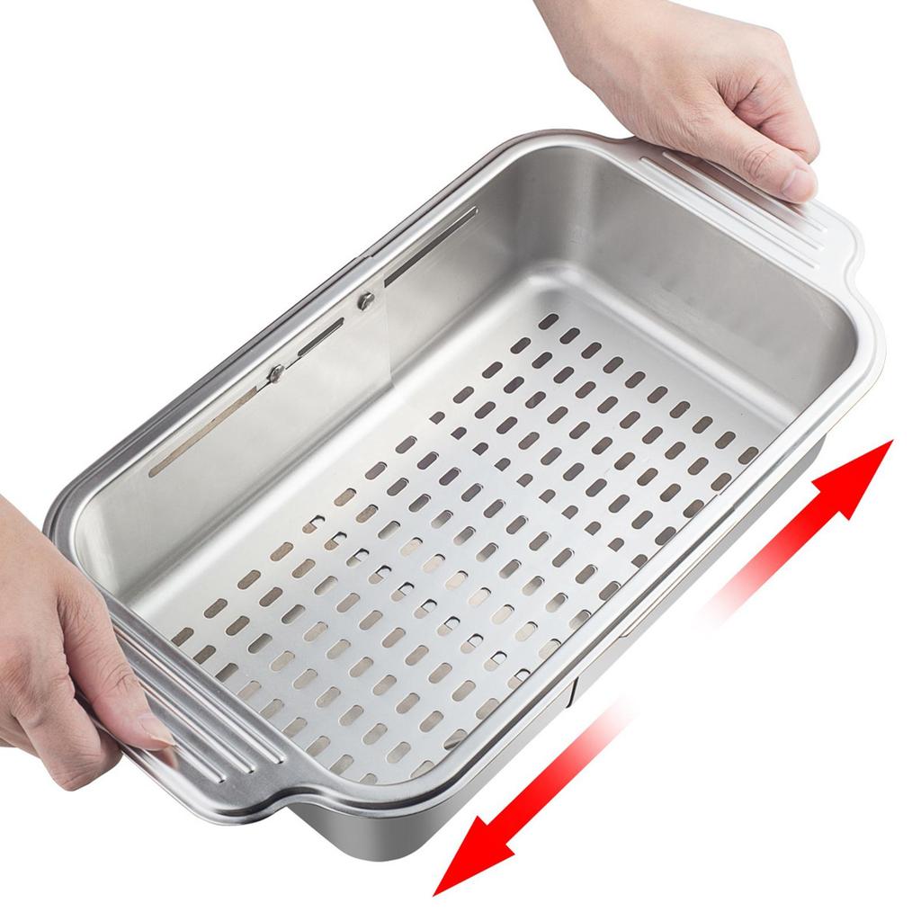 Expandable Dish Drainer Strainer Fruit Drain Rack for Kitchen