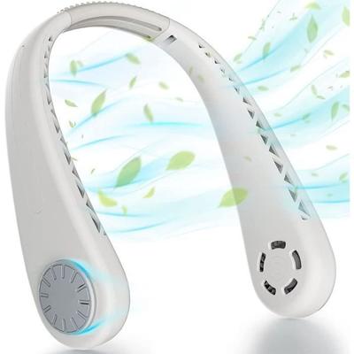 USB Neck Fan 3-Speed Mini Portable Flexible Fan - Silent 4400mAh Rechargeable Travel - White
