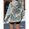 Heart Dog Paw Printed Hoodies Women Casual Fashion All Match Hoody Warm New Pullovers Trend Hooded Sweatshirts