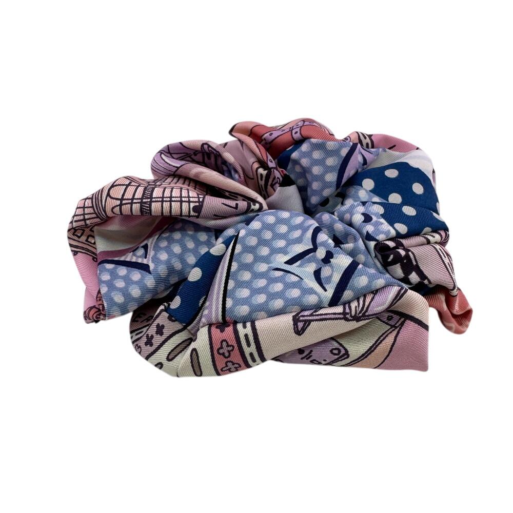 LOUIS VUITTON M76955 silk Scrunchie Troshu hair accessory blue silk Used