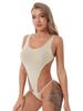 Womens Scoop Neck High Cut Swimsuit Sleeveless Leotard One-Piece Bathing Suit Nightwear