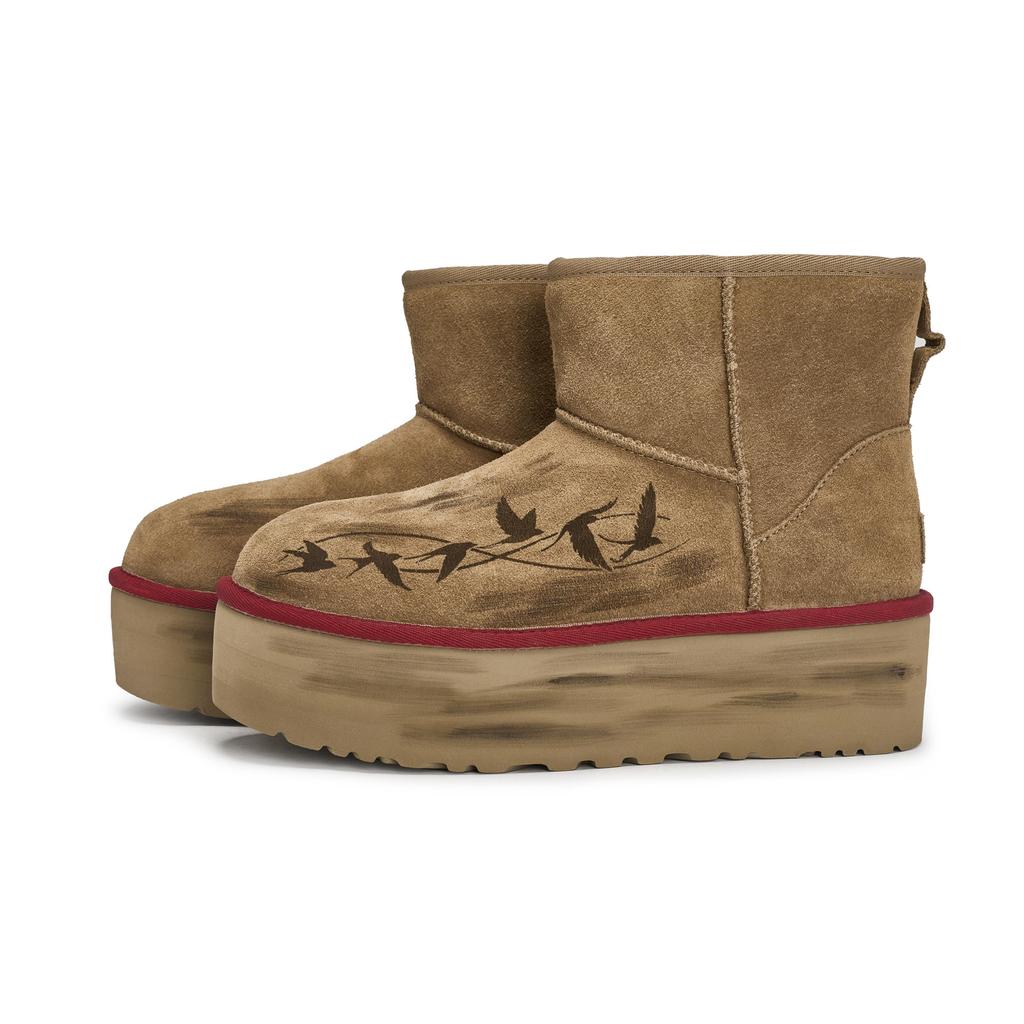 UGG 811 Manufacturing, Free Bird Thermal Slip Resistant Short Snow Boots Women's Chestnut Brown 1134991-CHE(Team80-)