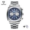 Mark Fairwhale 5900 New Mens Watch Stainless Steel Square Dial Chronograph Business Waterproof Quartz Watch Relogios Masculino