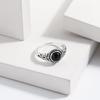 S925 Sterling Silver Black Agate Luxury Fashion Women's Ring - European & American Style Index Finger Accessory