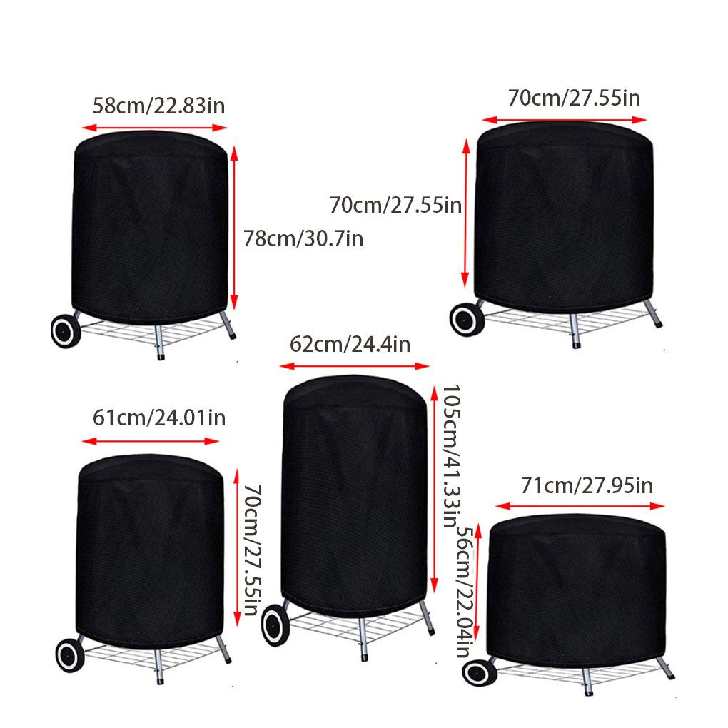 Multiple Size Grill Cover Round Heavy Duty Waterproof Barbecue Gas Grill Cover Heat Resistant Stain Resistant Waterproof Black