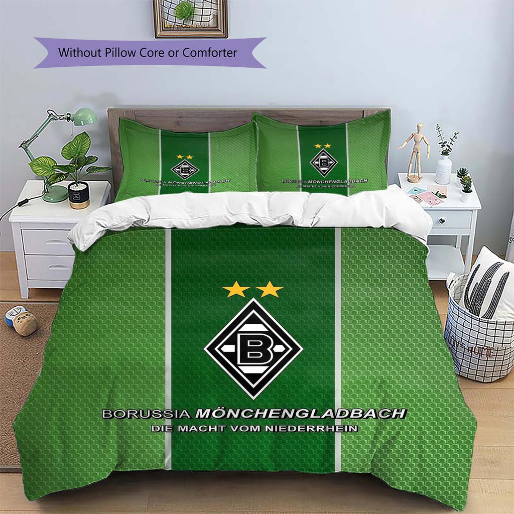 Borussia Mönchengladbach Pattern Bedding Quilt Set  Home Decoration  Gift (1 * duvet cover + 2 * pillowcase  without core).xwn