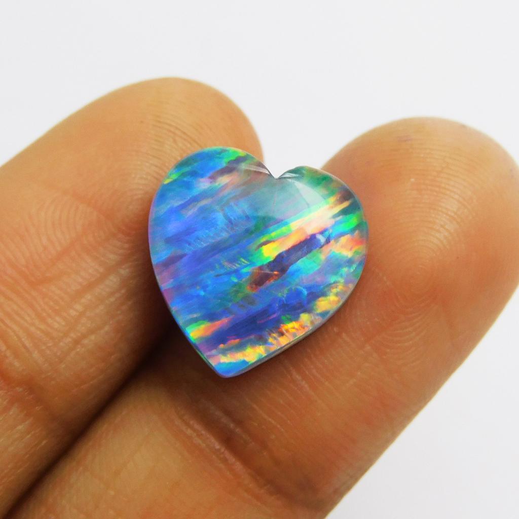 Lab Created Opal Heart 5.65 Ct Beautiful Certified Loose Gemstone