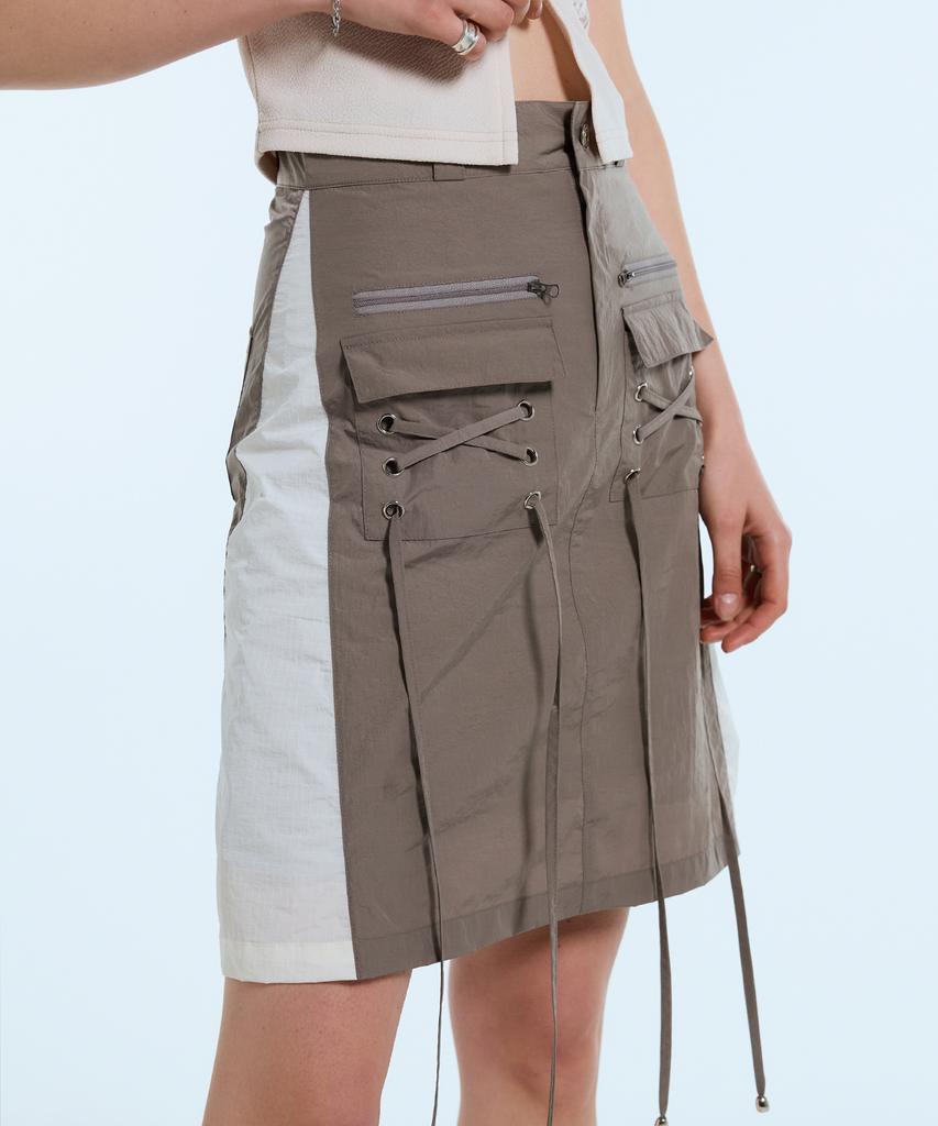 Latizen L11 Eyelet Nylon Skirt(Brown)