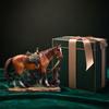 Horse Resin Figurine, Rustic Fence & Galloping Pony Statue Sculpture, Luxury Home Decor for Living Room TV Stand Entryway Wine Cabinet, Unique