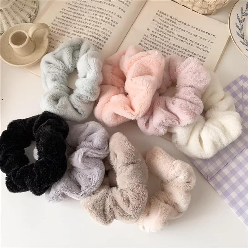 Korean Style Plush Candy Color Hair Ring Woman Cute Sweet Fashion Scrunchie Hair Accessories