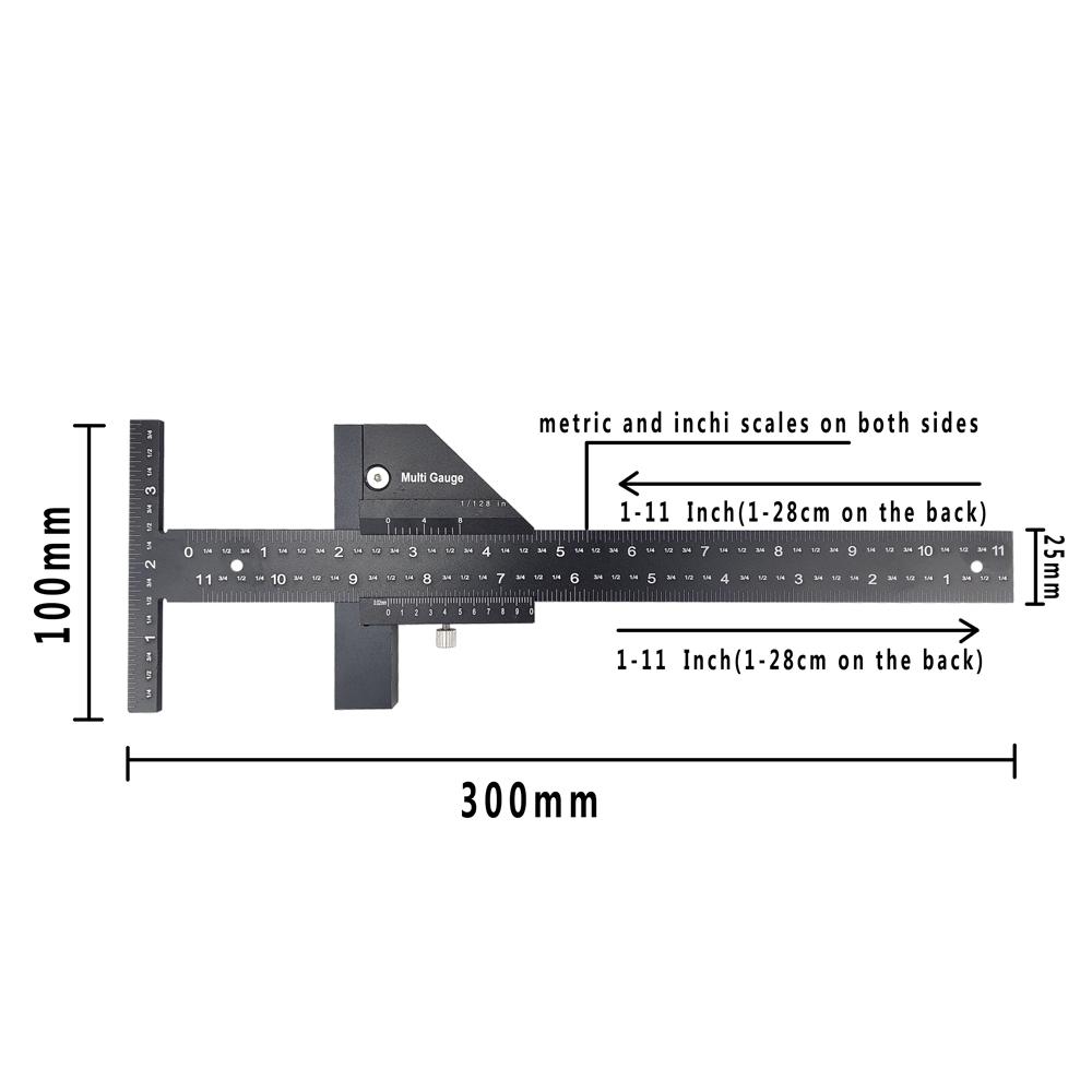 

Multi Marking Measuring Gauge Carpenter Mark T-Ruler Aluminum Alloy Removable Limit Gauge Woodworking Scriber DIY Carpentry Tool