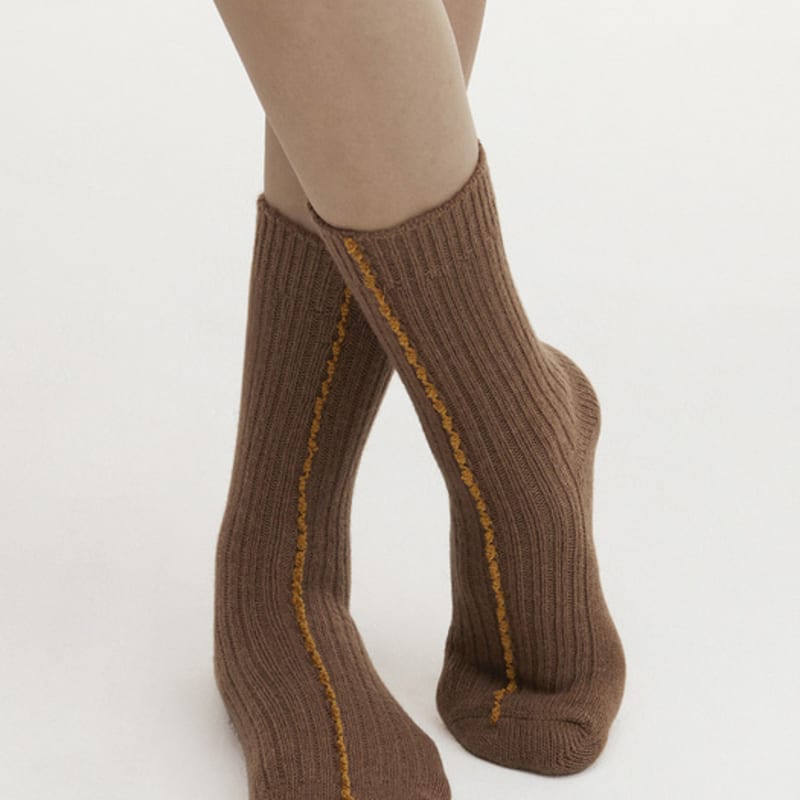 

Between A and B WOOL PICOT CREW SOCKS_IVORY,LIGHT GRAY, BLUE, BROWN IVORY