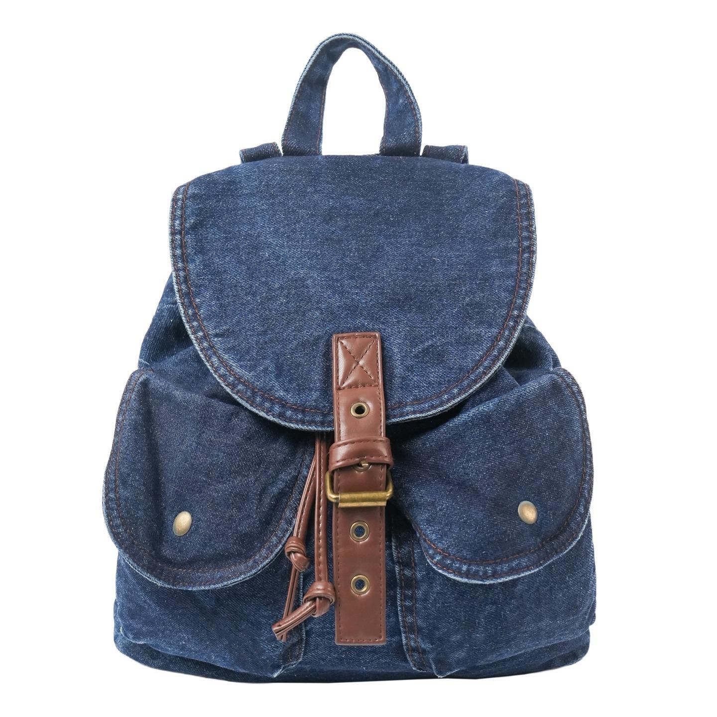 Джинсовый рюкзак большой вместимости, женский ретро рюкзак для поездок на работу темно-синий