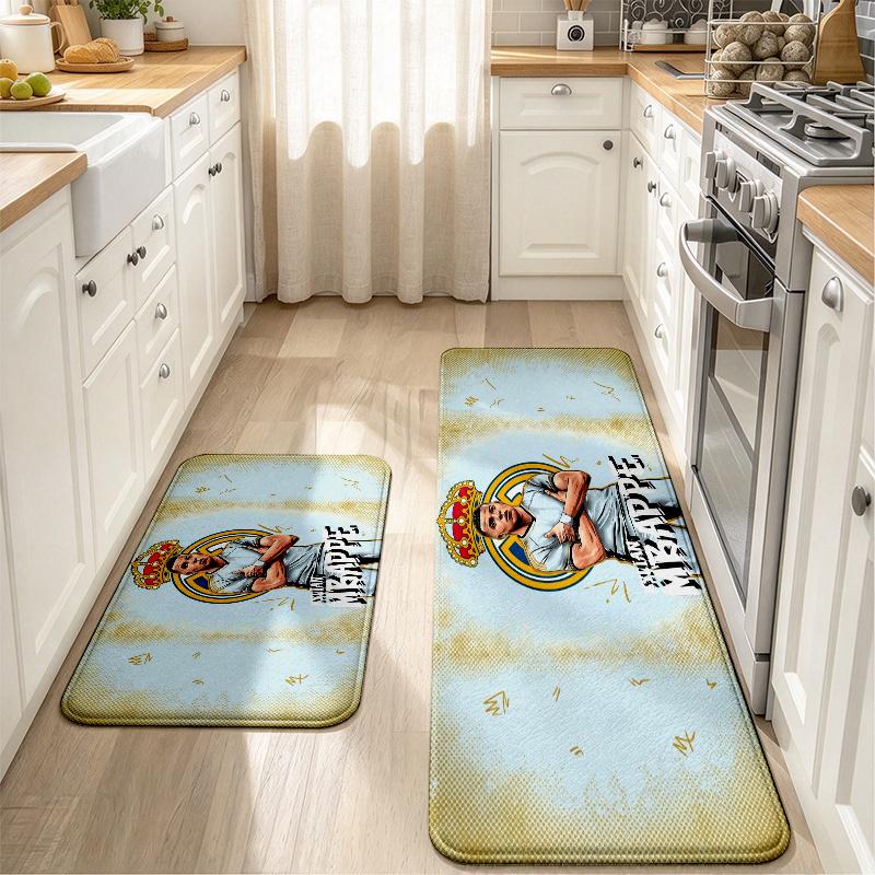 Kylian Mbappe Flannel Kitchen Mat Christmas Soft Area Rug Non Slip Floor Carpet Home Decoration