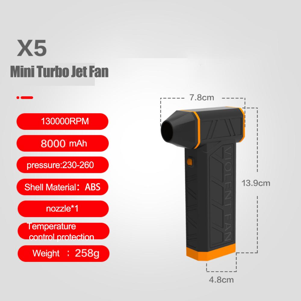 Handheld Mini Turbo Jet Fan 130000RPM High Speed Violent Blower Wind Speed 52m/s Compressed Air Keyboard Car Cleaning Power Tool