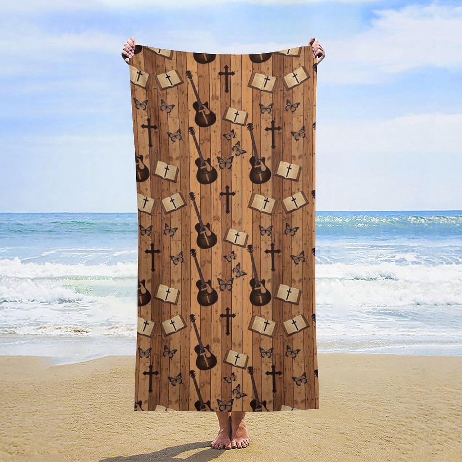

Cat Heartbeat Lovers Beach Towel, Cute Sand Free Quick Dry Bath Towel, Lightweight Absorbent Travel Blanket for Pool Gym W40*H60(CM)