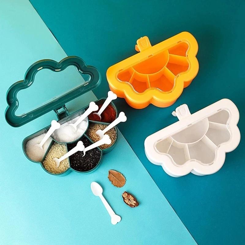 Seasoning Jar Multi-functional Plastic Storage Seasoning Box Multi Grid Salt Jar Pepper Sugar Bowl Spice Condiment Container