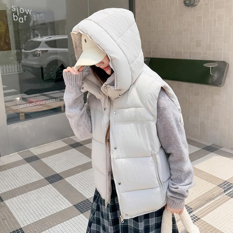 Autumn and Winter Thickened Hooded Vest Vest Women's Cold-proof Vest Jacket