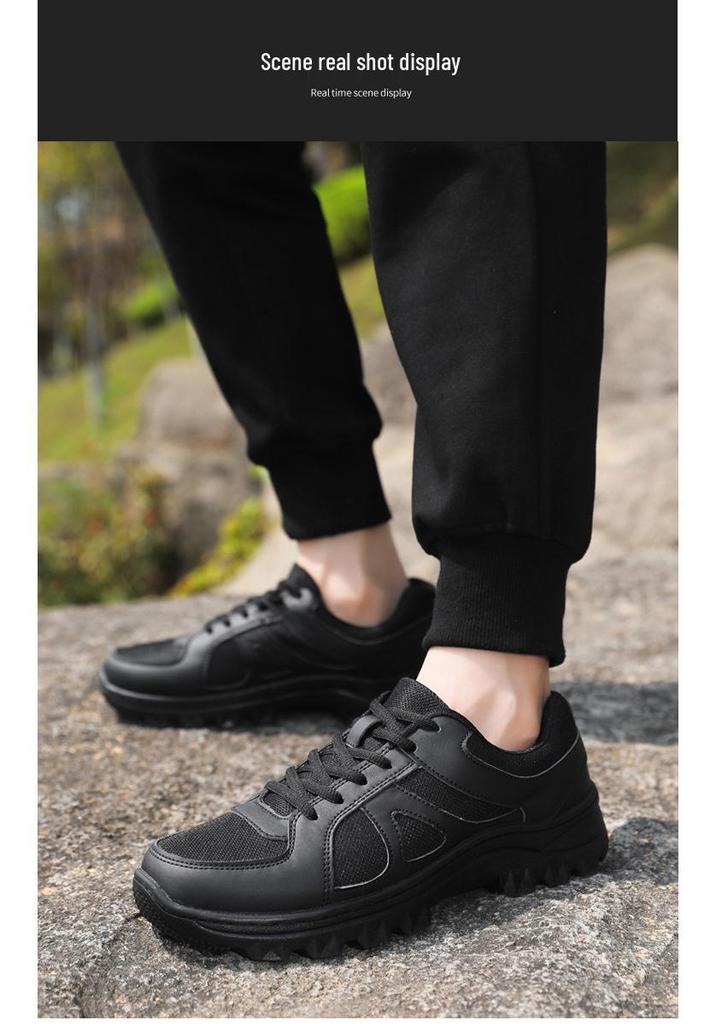 Black Breathable Non-Slip Training Shoes with Thick Wear-Resistant Sole for Outdoors, Running, and Couples