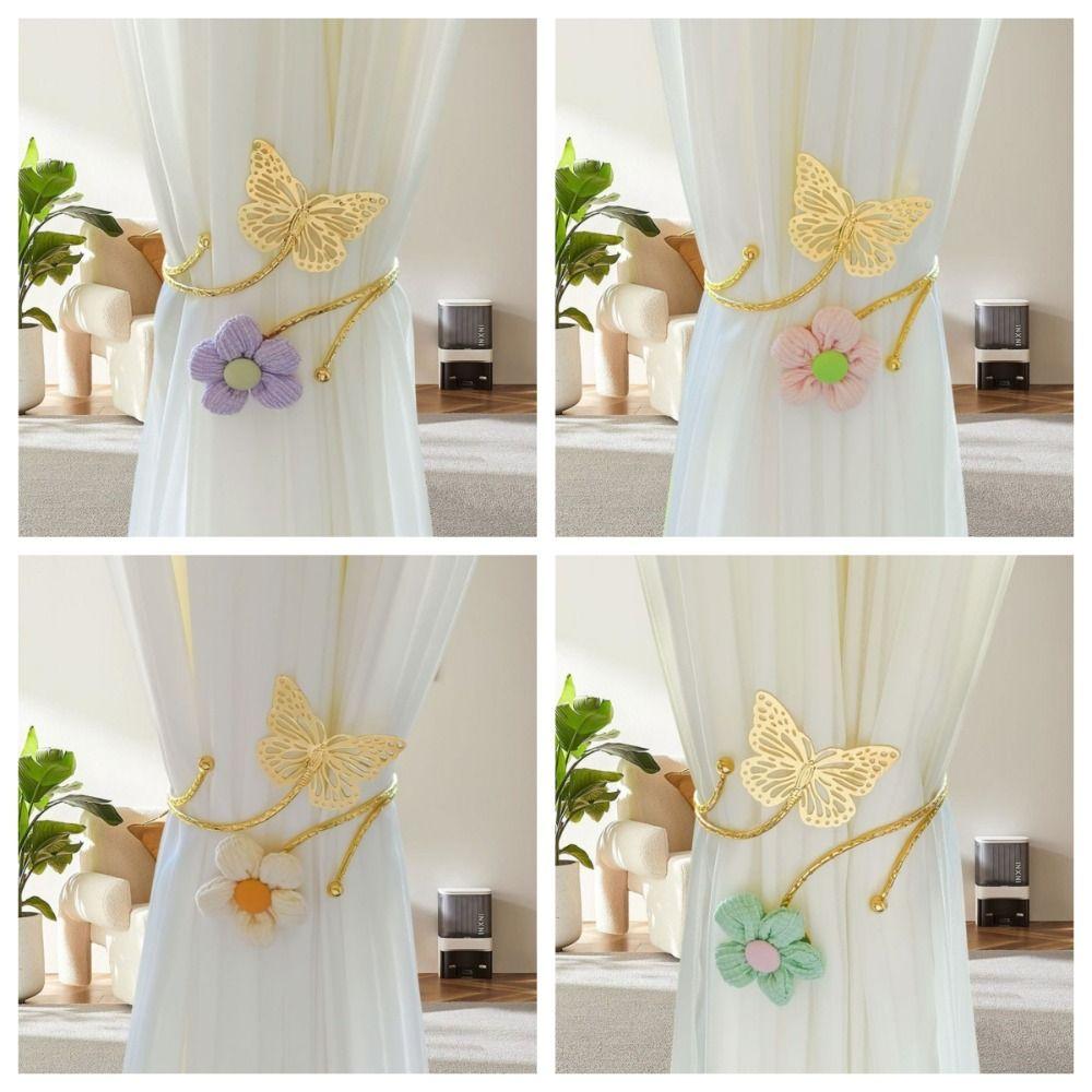 Trendige Niedliche Blumen Vorhangbänder Verstellbare Handgefertigte Vorhang Raffhalter Metall Vorhangbefestigungen