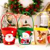 Cartoon Christmas Handbag Gift Bucket Festive Elk Cloth Handbag Christmas Gift Bag Washable Candy Bag For Gift Giving 'S Party