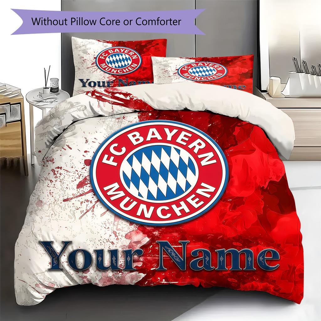 Biancheria da letto personalizzata FC Bayern Monaco, Set piumone Copripiumone Federa Regalo di Compleanno per la Casa(1 * copripiumino + 2 * federa, senza nucleo) -HE61