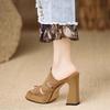 Fashion versatile waterproof table high heels women's 2025 summer new simple skirt open-toed thick heel high-heeled sandals