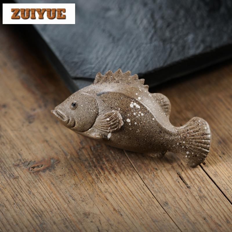 Purple Clay Shark Grouper Tea Pet Aesthetic Fish Tank Landscaping Tea Figurine Play Toys Tea Zisha Statue Ornaments Tea Items