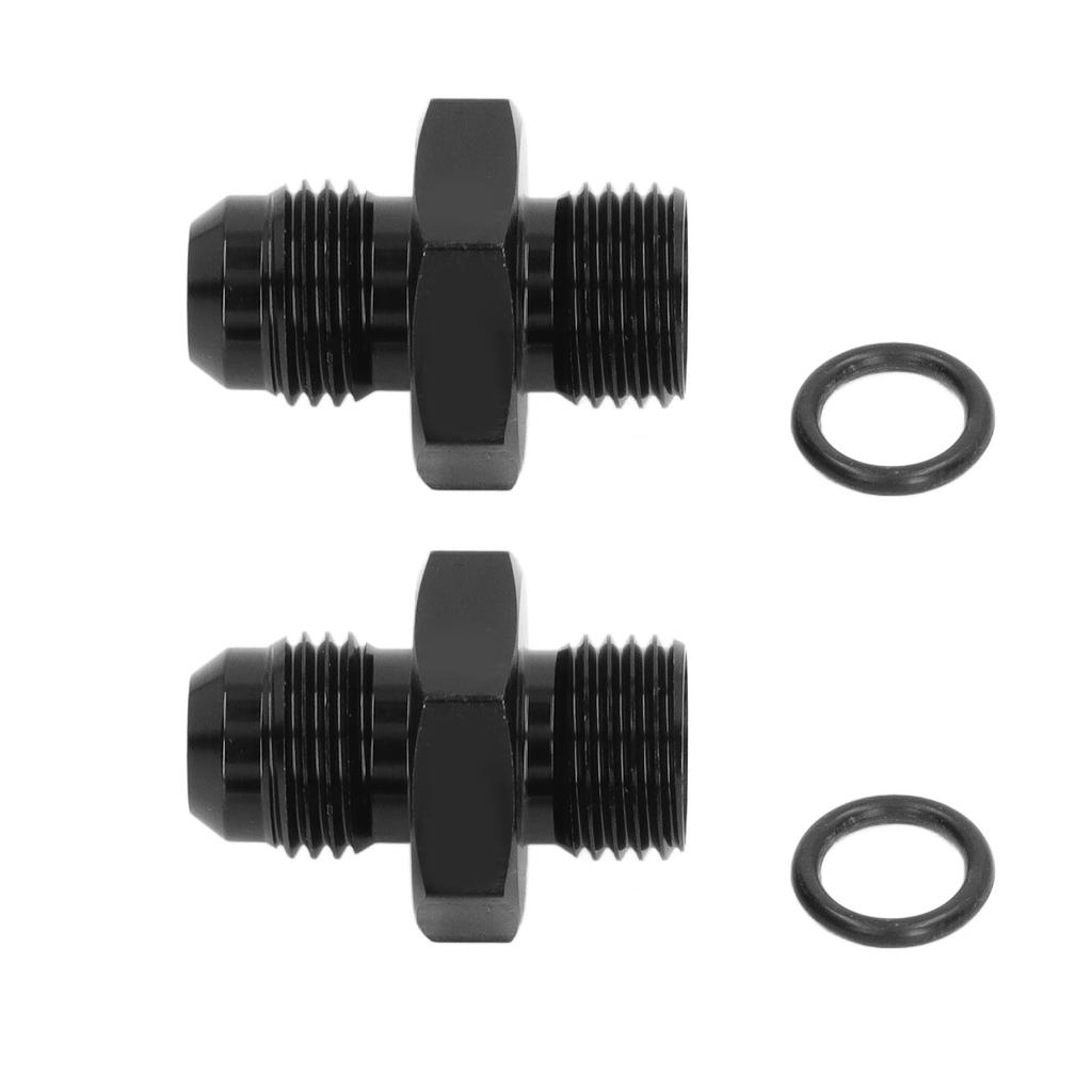 Pair ORB6 To AN6 Fuel Line Fitting O Ring Set Black Aluminum for Oil Cooler Intake Exhaust Manifold