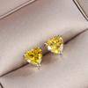 Jewelry Color Treasure Popular Jewelry High Carbon Diamond Simulation Yellow Diamond 8 * 8 Heart Stud Earrings Women'S