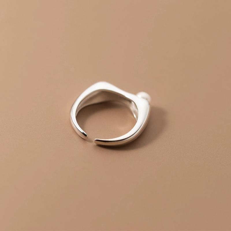 Gold Plated S925 Silver Jewelry Pearl Ring Simple Design Adjustable S925 Ring for Women