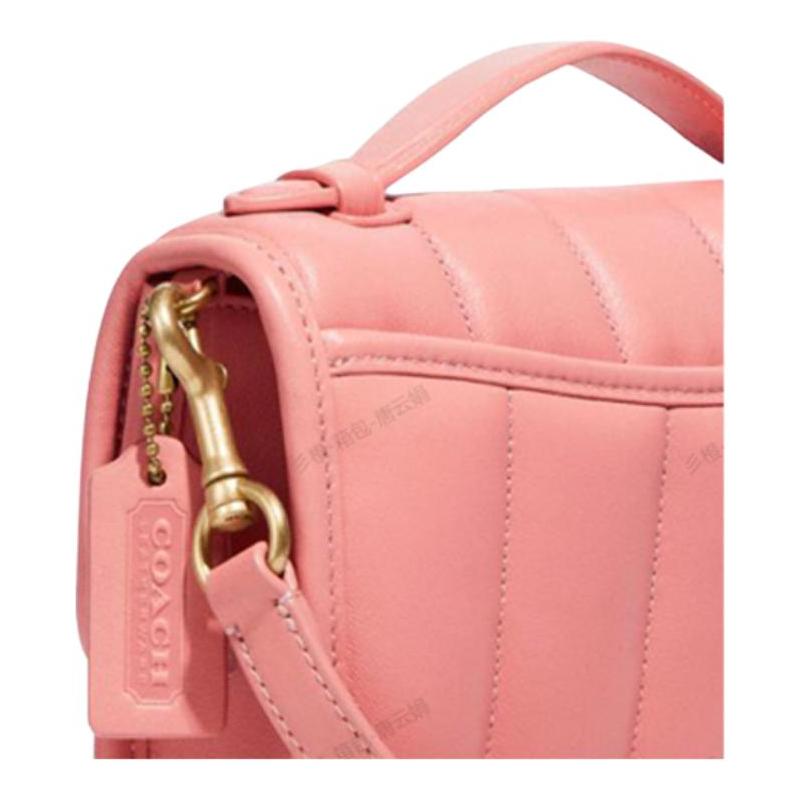 COACH Kip Hardware Leather Handbag Small Women Pink