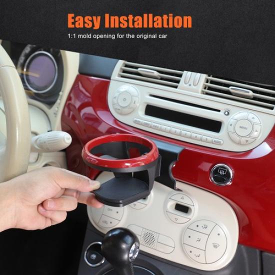 Red Ring ABS Center Console Cup Holder Bracket For Fiat 500 Abarth 595 695 2007+