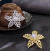 Fashion Shiny Hollowed Out Leaves Brooch For Women Elegant Unique Corsage Exquisite Pins Clothing Accessories Gifts