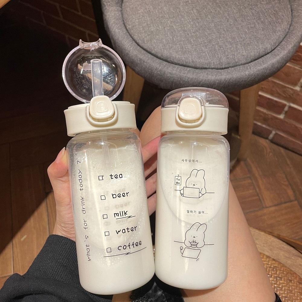 1PC Transparent Simple Sports Water Cup PC Plastic Bouncing Straw Portable Drop resistant Cup Creative water bottle sports hydr