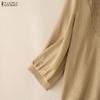 ZANZEA Blusa informal de mujer con cuello redondo, color liso, manga 3/4