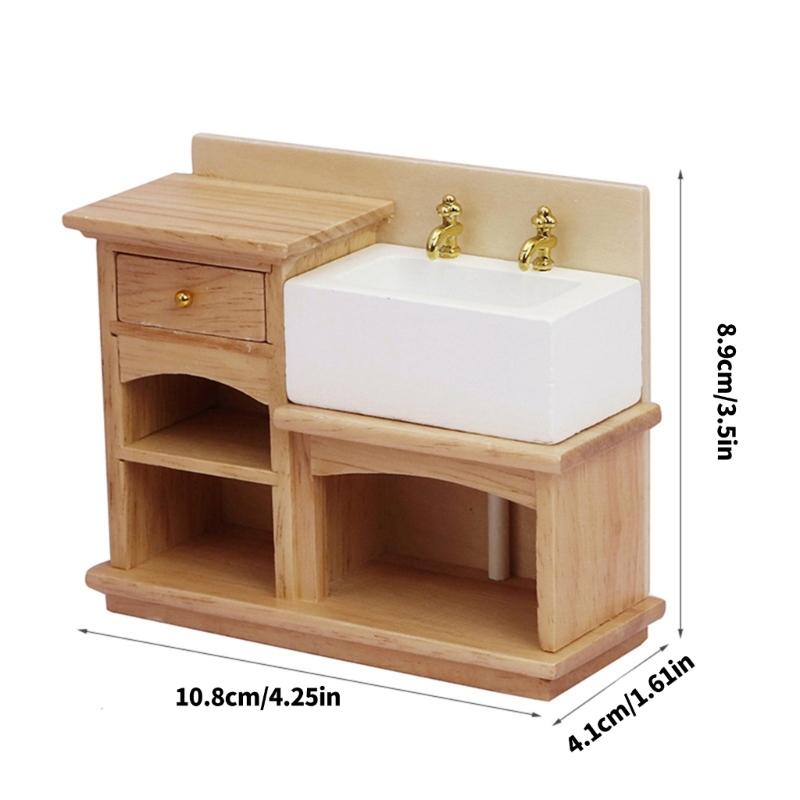 Simulation Miniature Bathroom Sink Model Figurine For 1/12 Doll House Scene Setting Furniture For Craft Project Decors