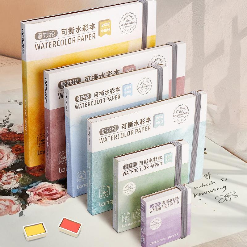 Firkantet Tegnepapirbok i Bomull 300Gsm For Kunstner Akvarell Tegne Notatbøker Mini 20 Ark Skissebok Student Skolemateriell
