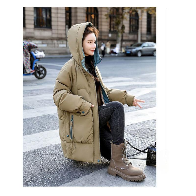 Winter Dicker Lockerer Baumwollmantel Damen Übergroße Warme Lange Steppjacke Koreanischer Stil
