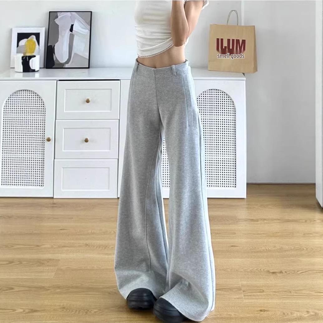 

Gray Women s Micro-Flare Sweatpants, 2026 Spring Collection: Wide-Leg, Plus Velvet, Petite & Thick, Casual Sports Pants S