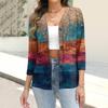 Women's Fashion Casual Printing Button-down Shirt 3/4 Long Sleeve Tops