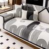 Stripe Geometry Chenille Living Room Sofa Cushion Four Seasons Universal Couch Cover Non Slip Black Border Sofa Protective Cover