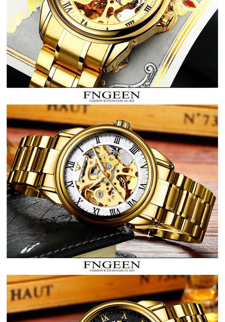 Fen Zun Men's Waterproof Fashion Automatic Skeleton Watch