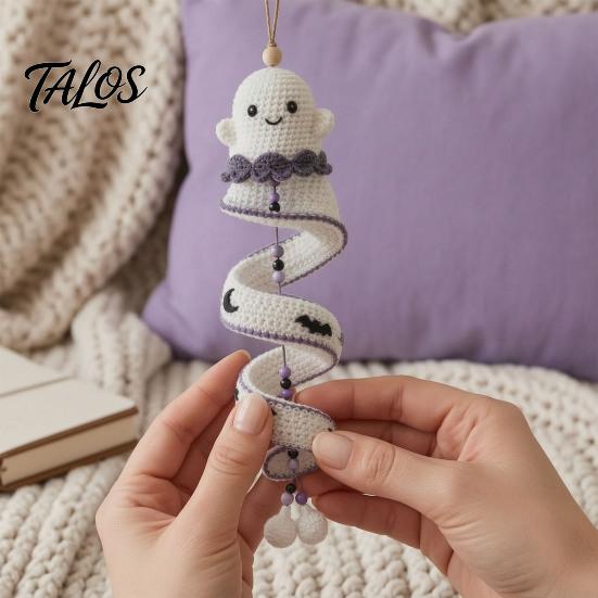 Sada příze na háčkování s příslušenstvím, DIY sada, Tvar duch/tučňák/jelen/perníček/dýně, Balíček materiálu na spirálové háčkování pro začátečníky