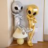 Metallic Alien Plush Toy Funny Expressions Doll Glossy Futuristic Stuffed Animal Anti-Anxiety Hug Pillow Creative Gift for Kids Boys